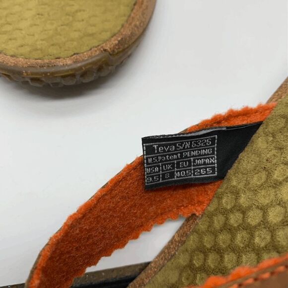 Teva Flip Flop Upper‎ Leather Women's Brown Orange Sandals Size 9.5 - Picture 4 of 5